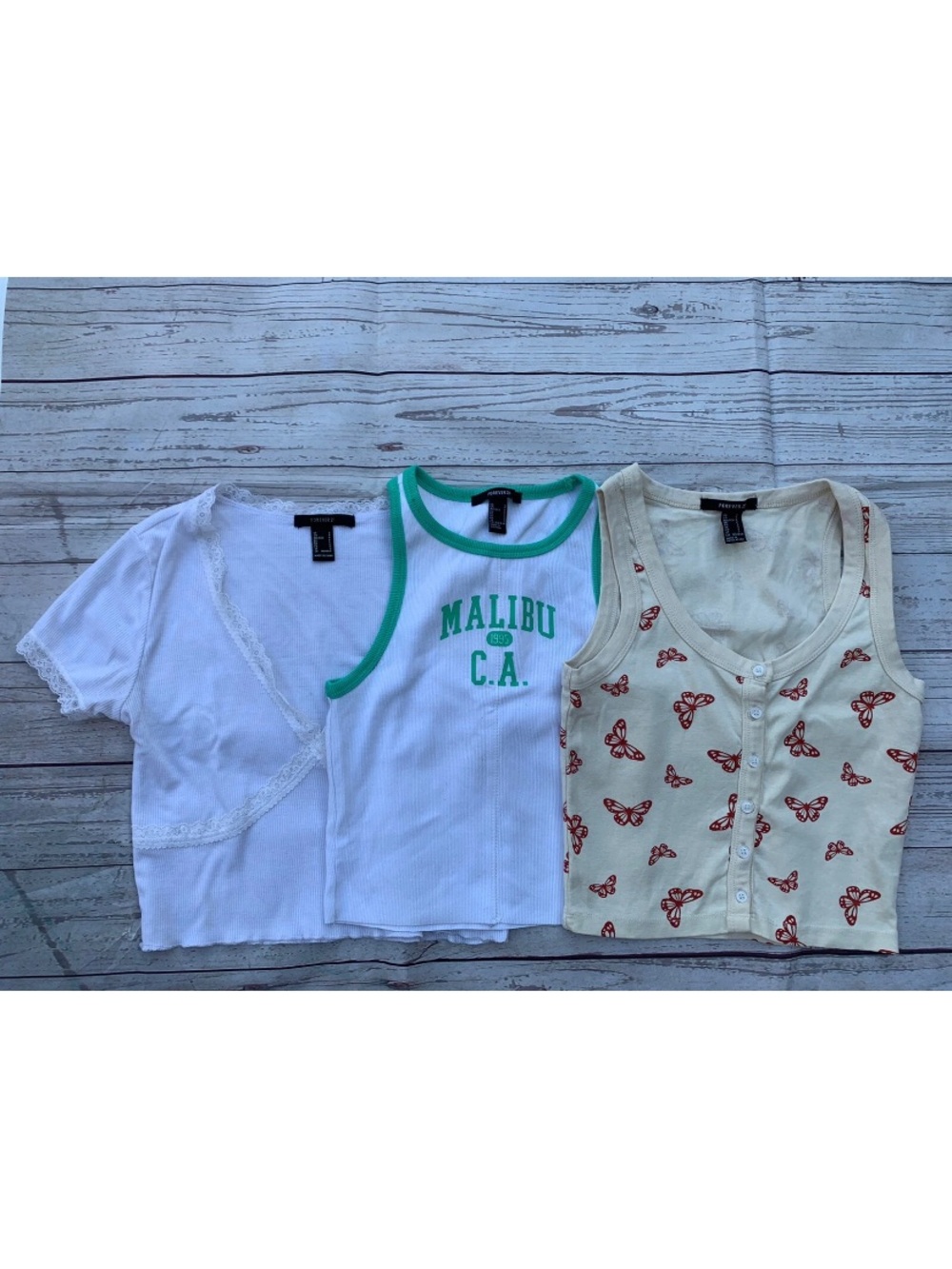 Lot of 3 Girls Forever 21 Sz Small Junior Sleeveless Top and Short Sleeve Top